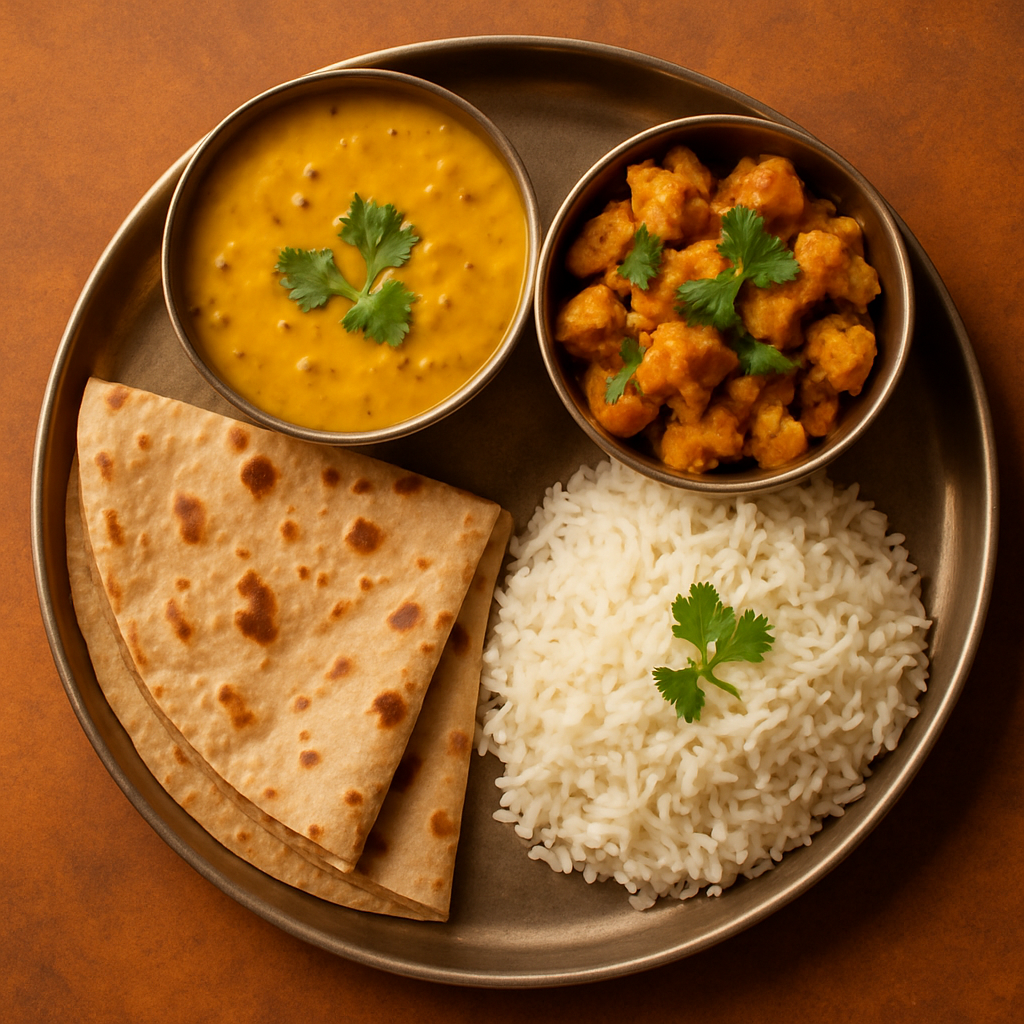 AI food image of a vegetarian thali